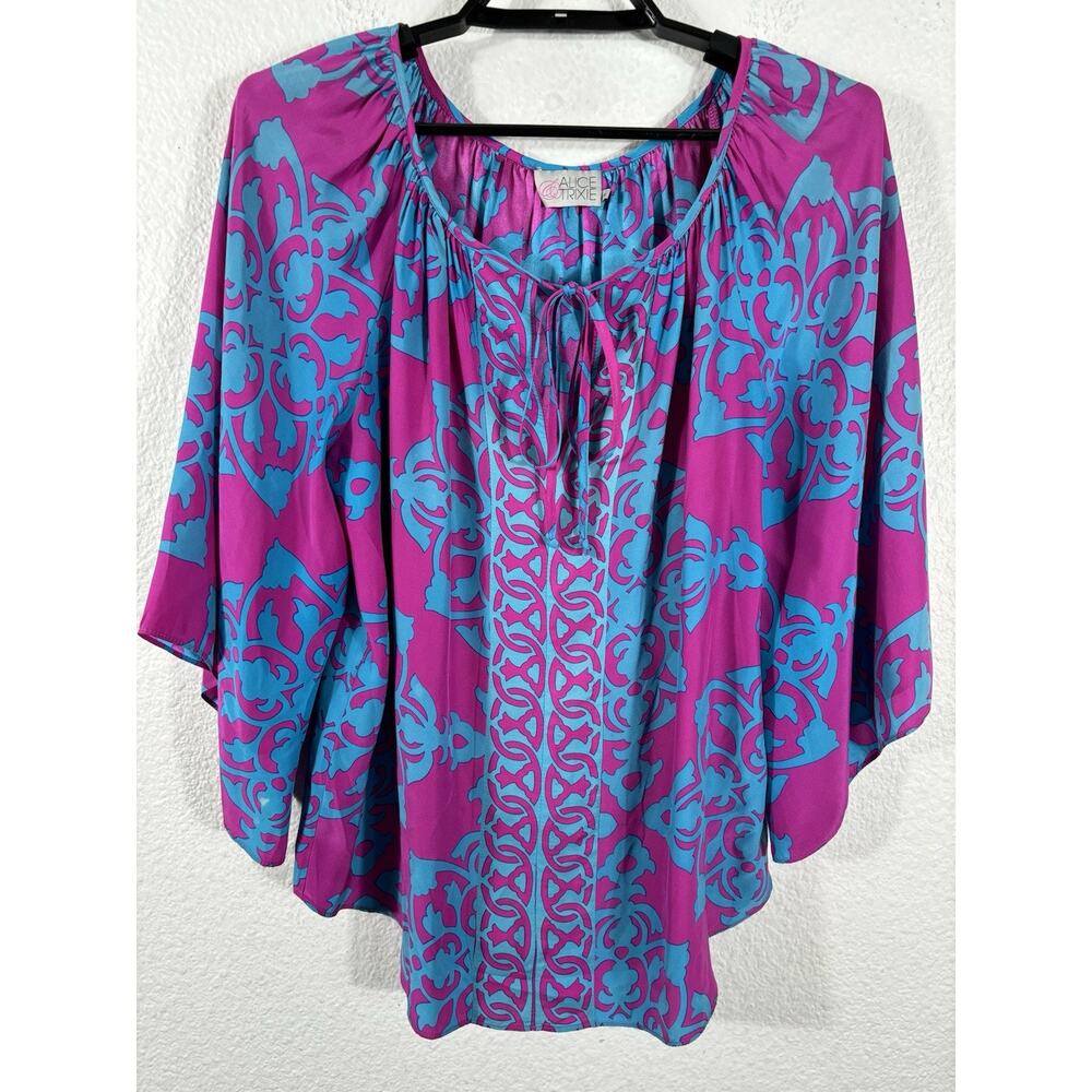 Alice & Trixie Blouseโ Womens Size M Silk Multicolor Geometric Top